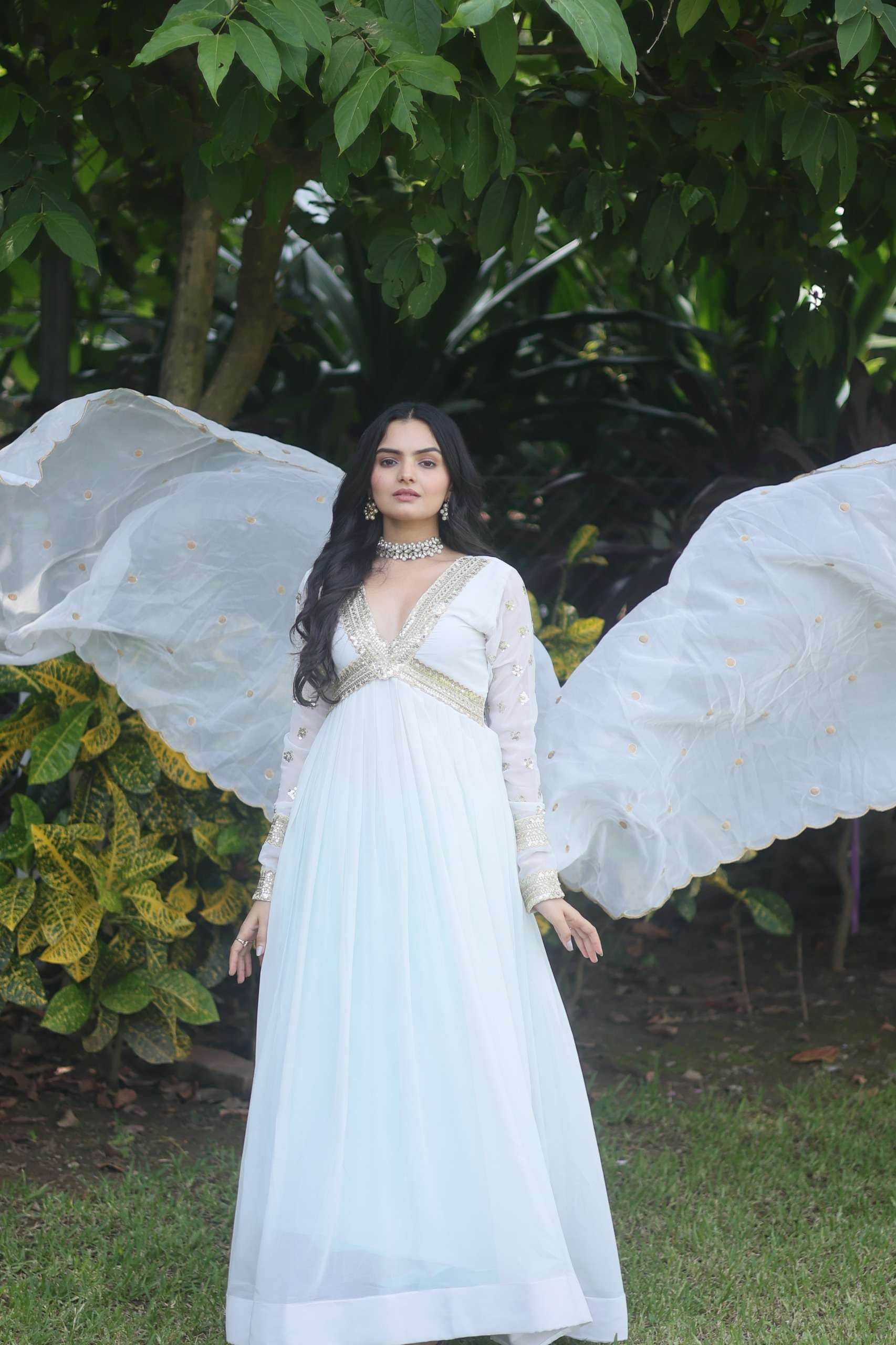 KA 1067 FOX GEORGETTE PARTY WEAR ALIA CUT GOWN WITH DUPATTA SET