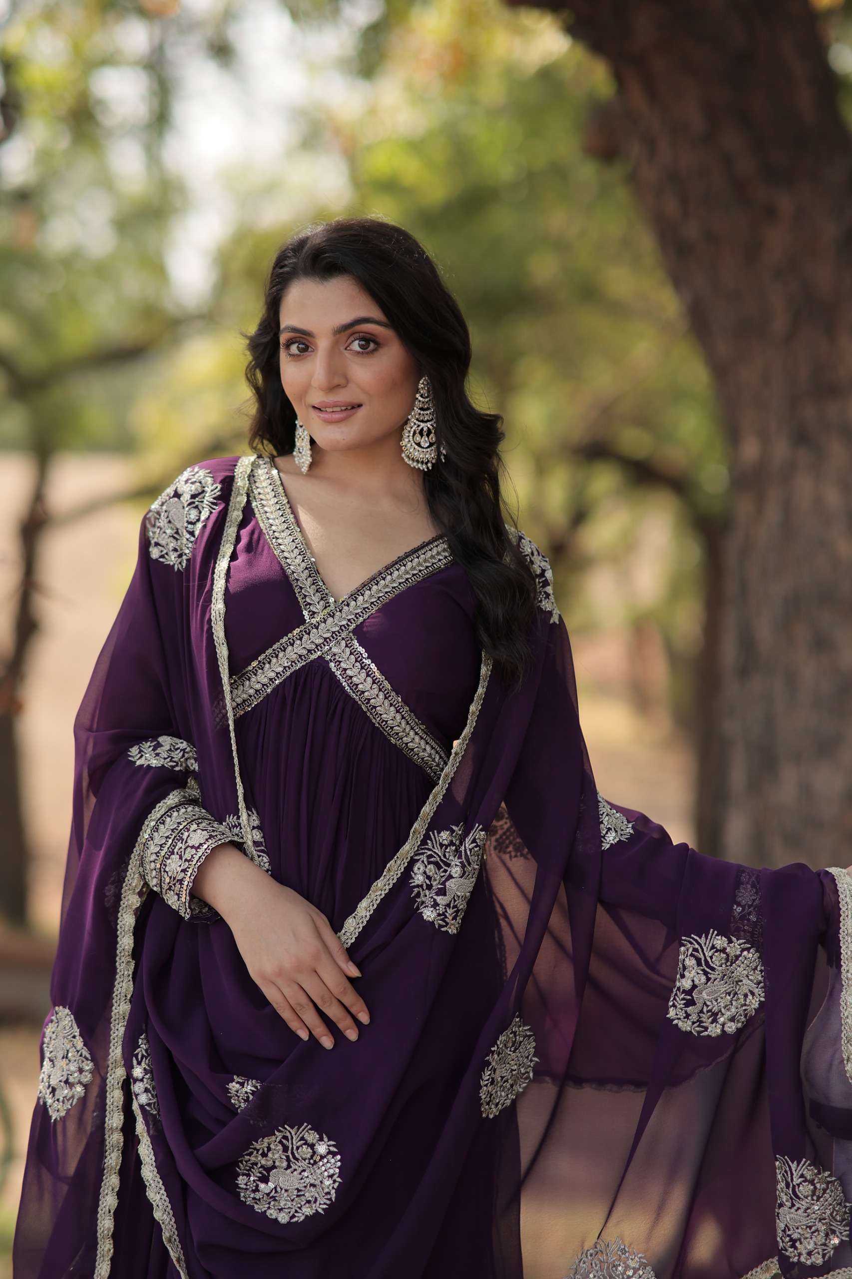 KA 1107 GEORGETTE PARTY WEAR LOOK DESIGNER ALIA CUT GOWN WITH DUPATTA SET