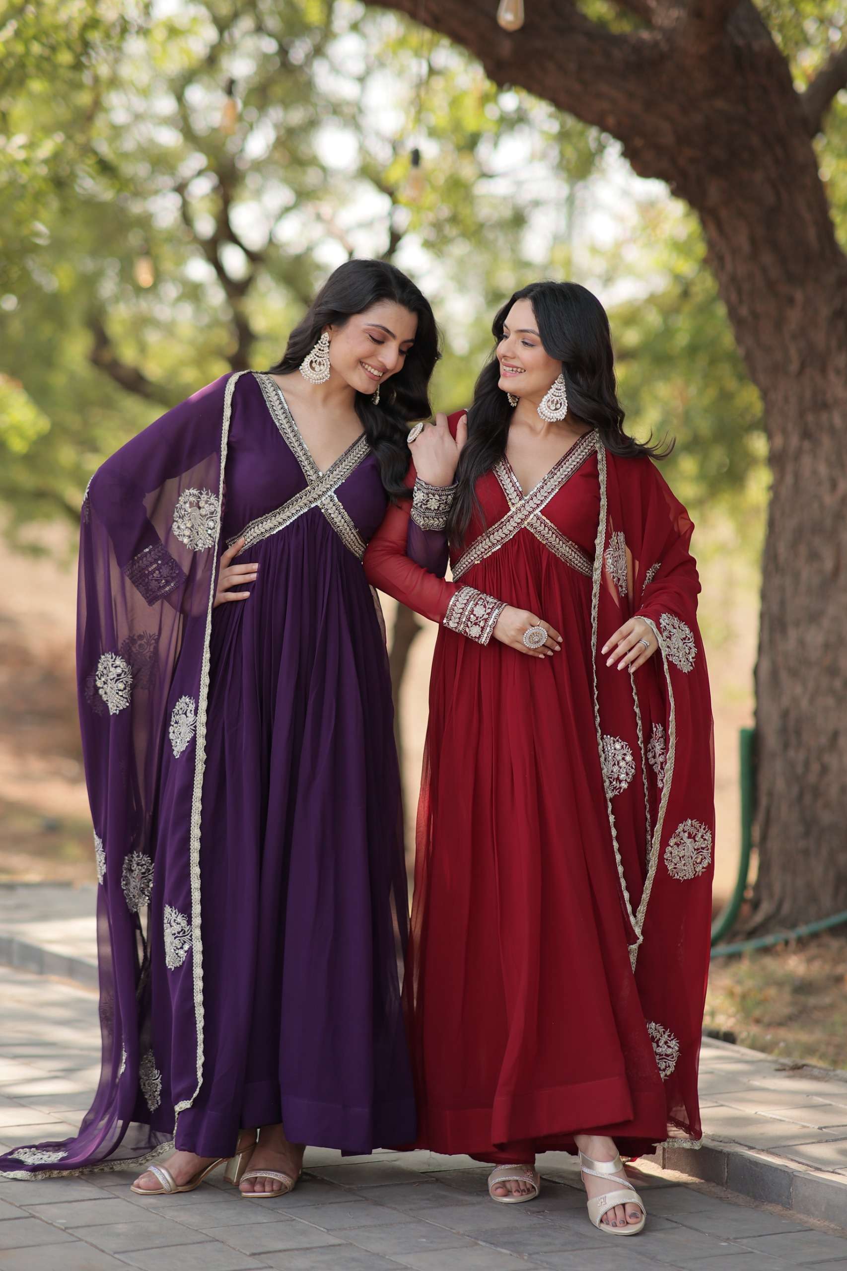 KA 1107 GEORGETTE PARTY WEAR LOOK DESIGNER ALIA CUT GOWN WITH DUPATTA SET