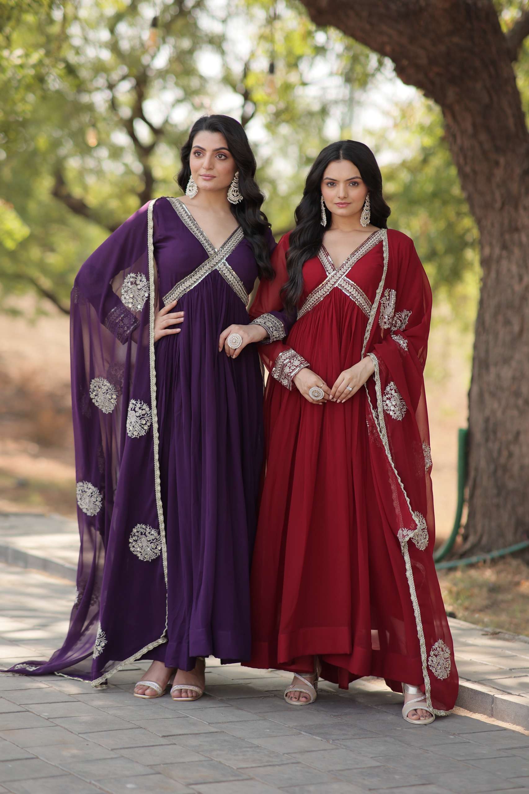 KA 1107 GEORGETTE PARTY WEAR LOOK DESIGNER ALIA CUT GOWN WITH DUPATTA SET