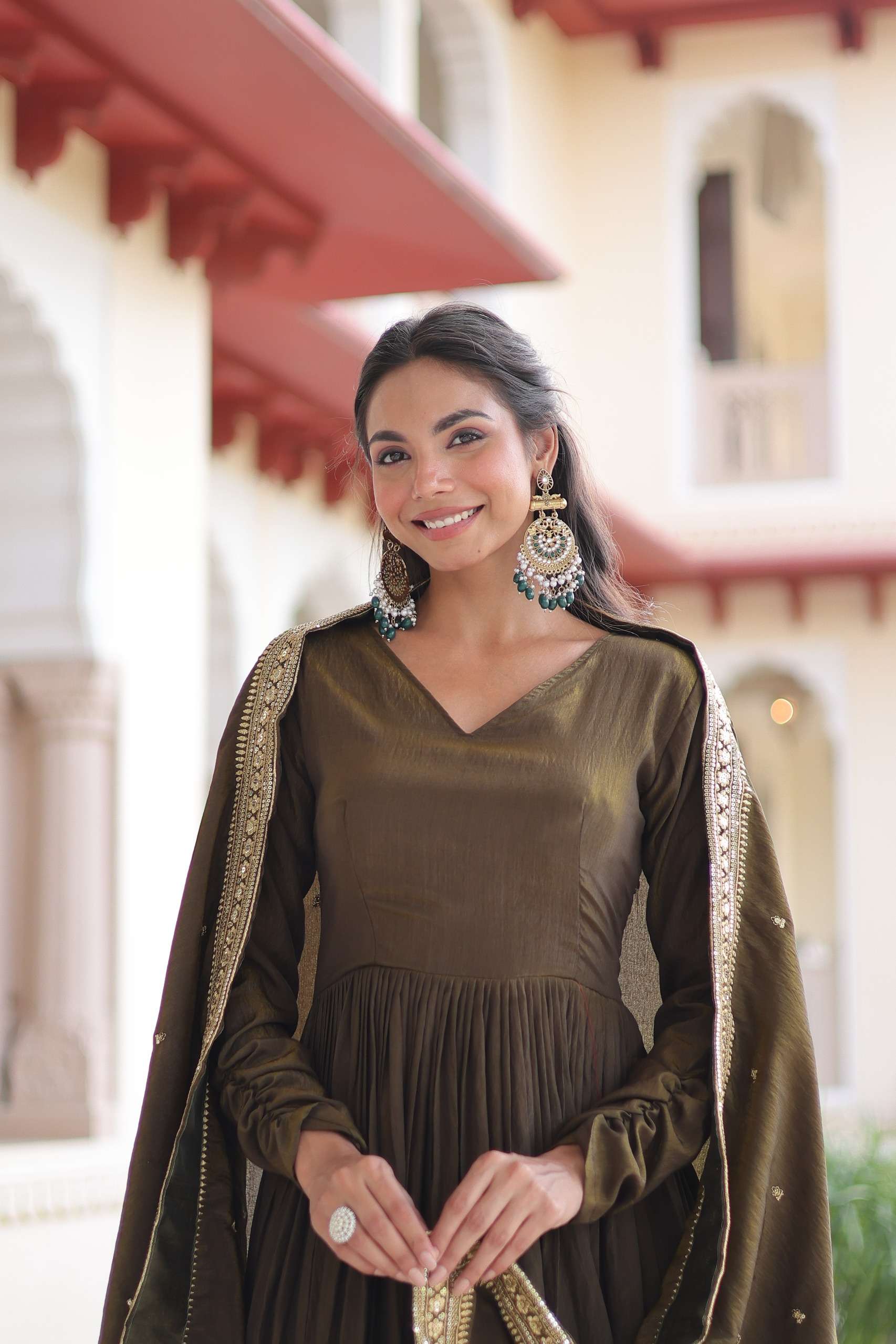 KA 1218 SILK SEQUENCE EMBROIDERY DESIGNER WORK PARTY WEAR GOWN WITH DUPATTA SET 