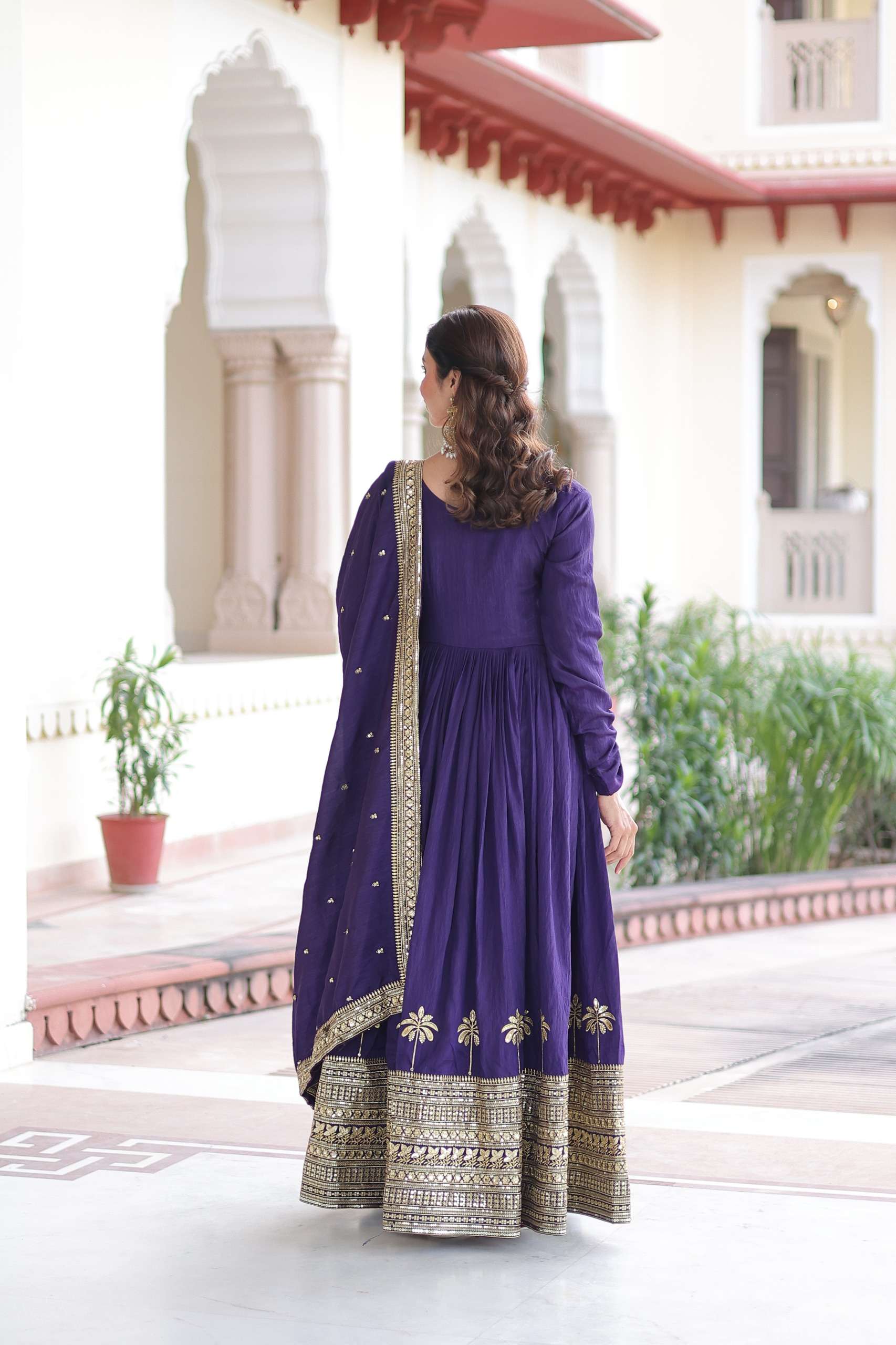 KA 1218 SILK SEQUENCE EMBROIDERY DESIGNER WORK PARTY WEAR GOWN WITH DUPATTA SET 