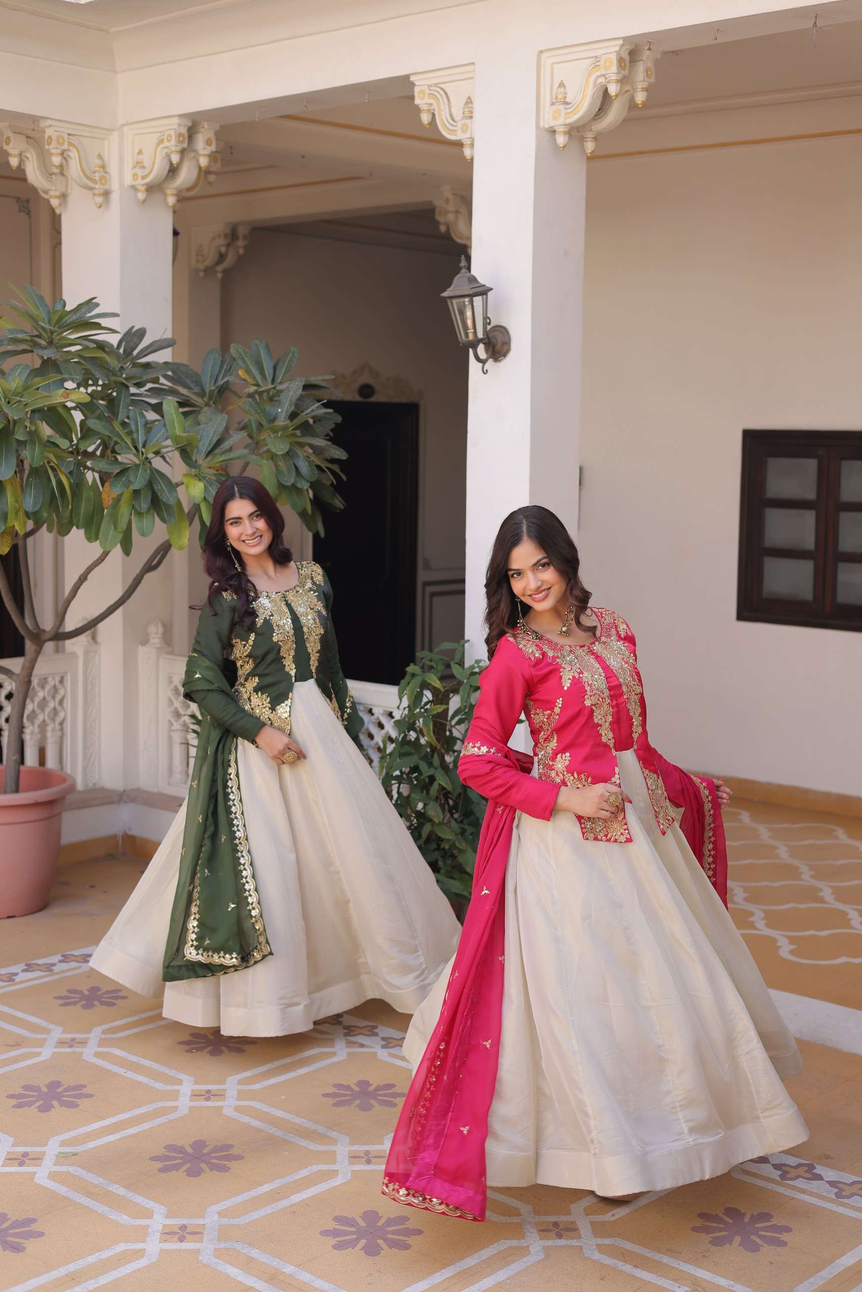 KA 1231 SILK EMBROIDERY DESIGNER PARTY WEAR GOWN WITH DUPATTA SET 