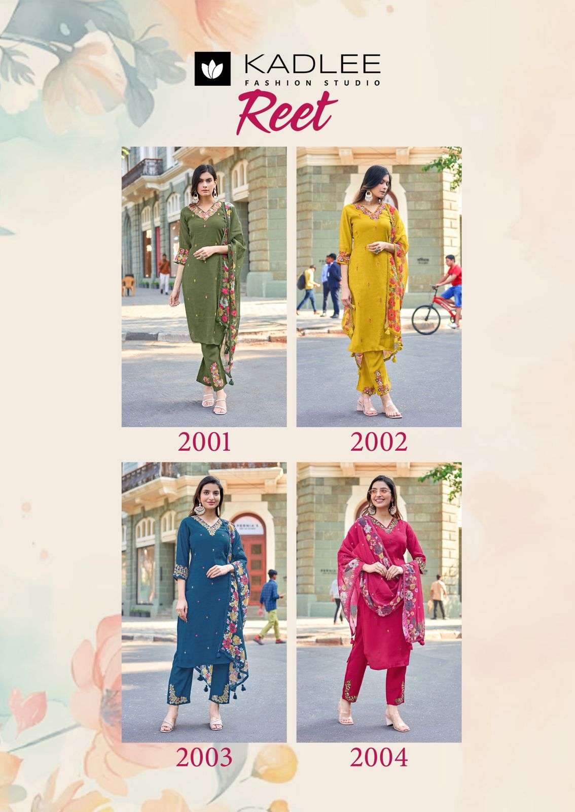  KADLEE FASHION REET CHANDERI SILK FANCY EMBROIDERY WORK LADIES 3PIECE SET COLLECTION 