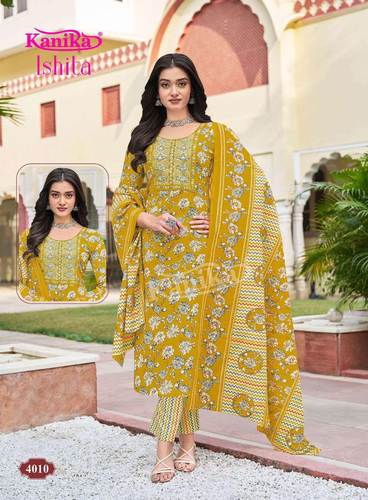 KANIKA ISHITA VOL 4 COTTON STRAIGHT KURTI BOTTOM AND DUPATTA SET 