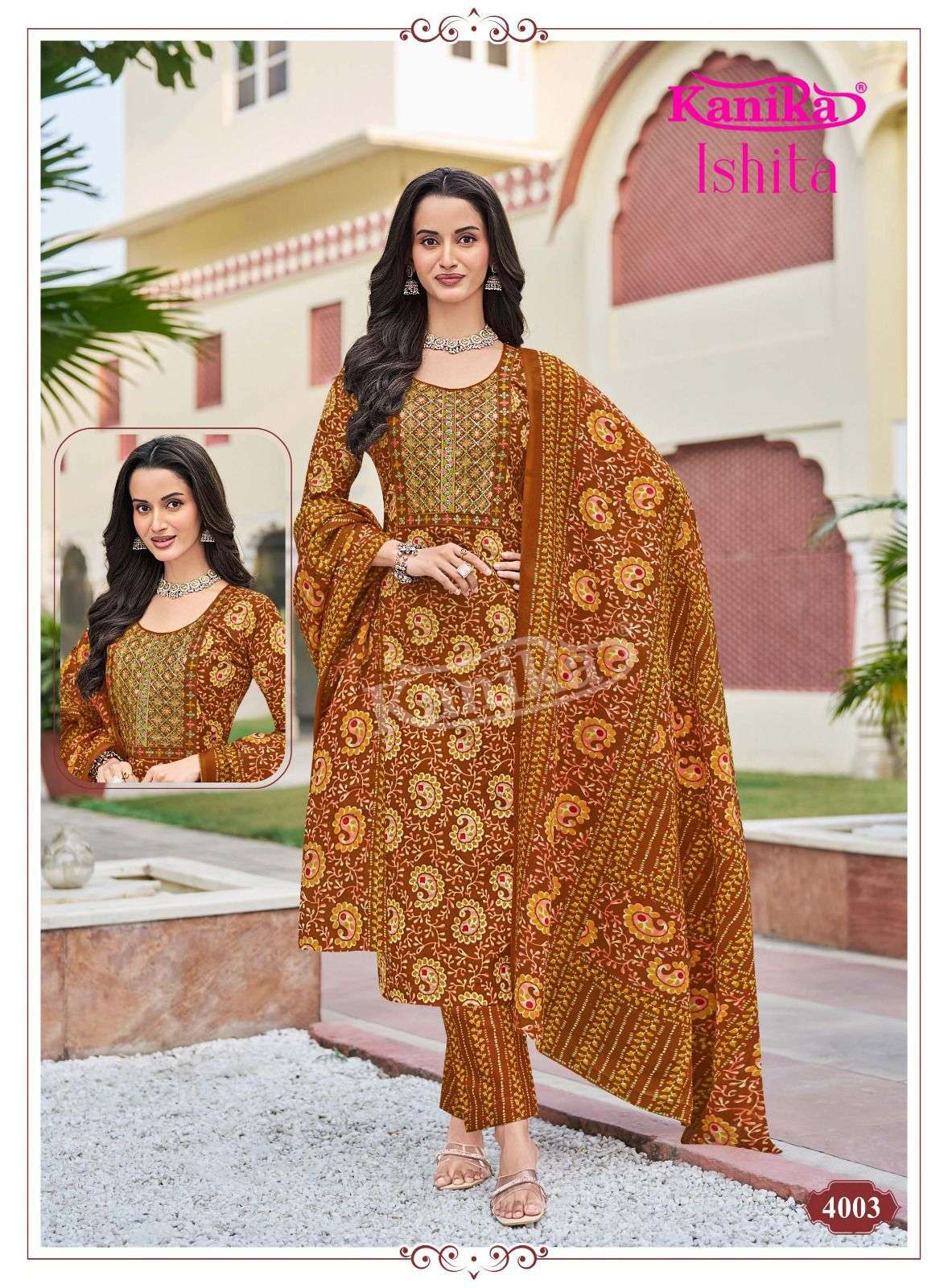 KANIKA ISHITA VOL 4 COTTON STRAIGHT KURTI BOTTOM AND DUPATTA SET 