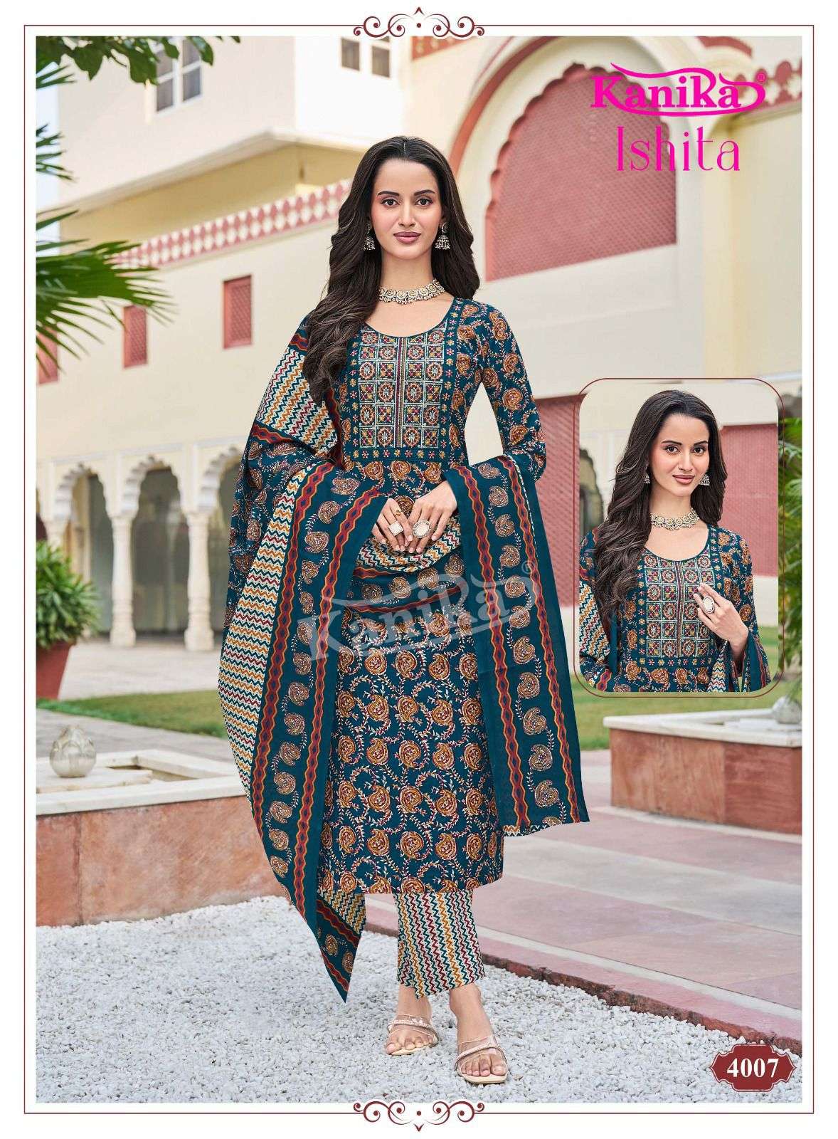 KANIKA ISHITA VOL 4 COTTON STRAIGHT KURTI BOTTOM AND DUPATTA SET 