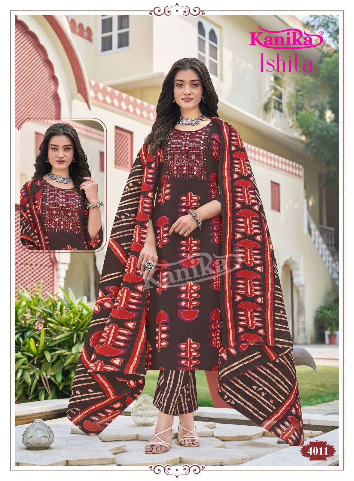 KANIKA ISHITA VOL 4 COTTON STRAIGHT KURTI BOTTOM AND DUPATTA SET 