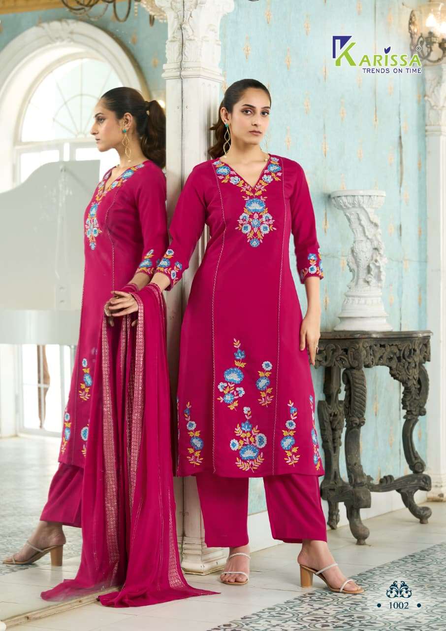 KARISSA ORION VISCOSE BEAUTIFUL DESIGNER WORK LADIES 3PIECE SET COLLECTION 