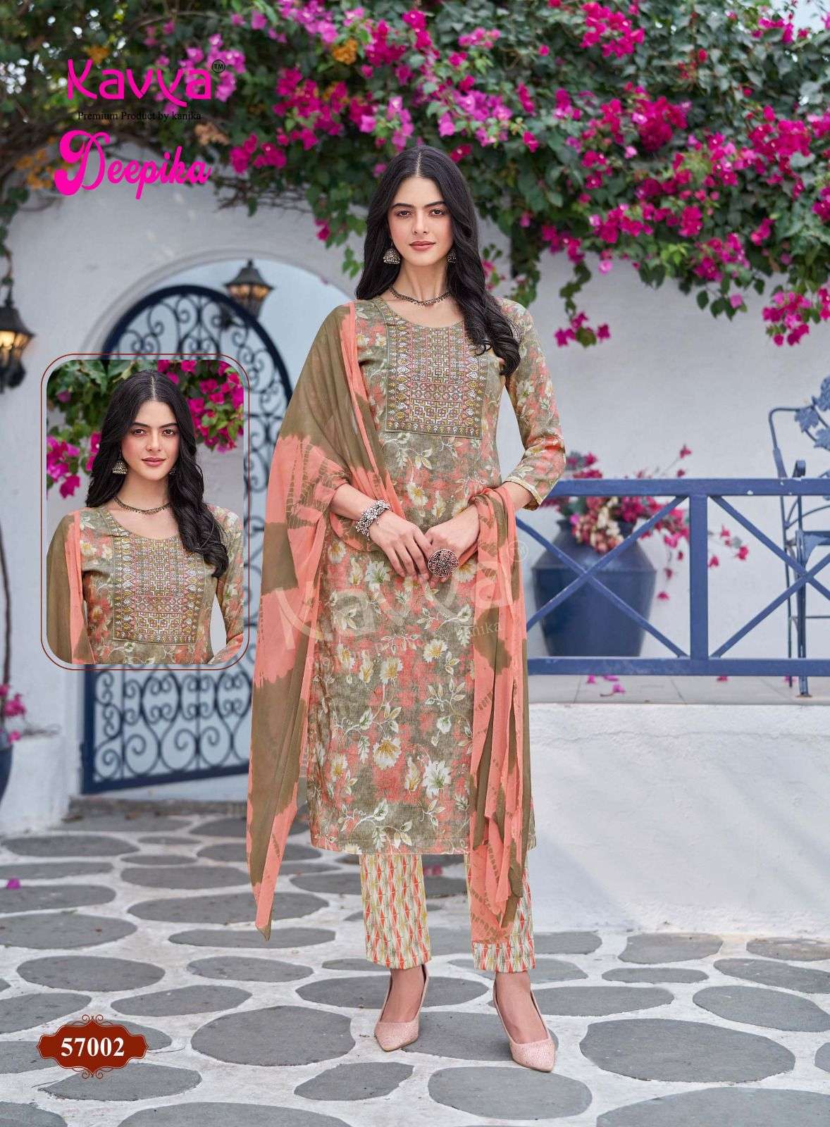 KAVYA DEEPIKA VOL 57 FANCY STRAIGHT KURTI WITH BOTTOM AND DUPATTA SET 