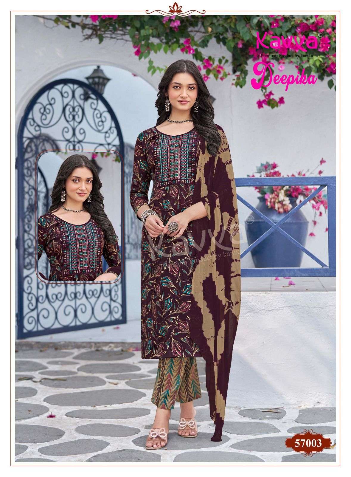 KAVYA DEEPIKA VOL 57 FANCY STRAIGHT KURTI WITH BOTTOM AND DUPATTA SET 