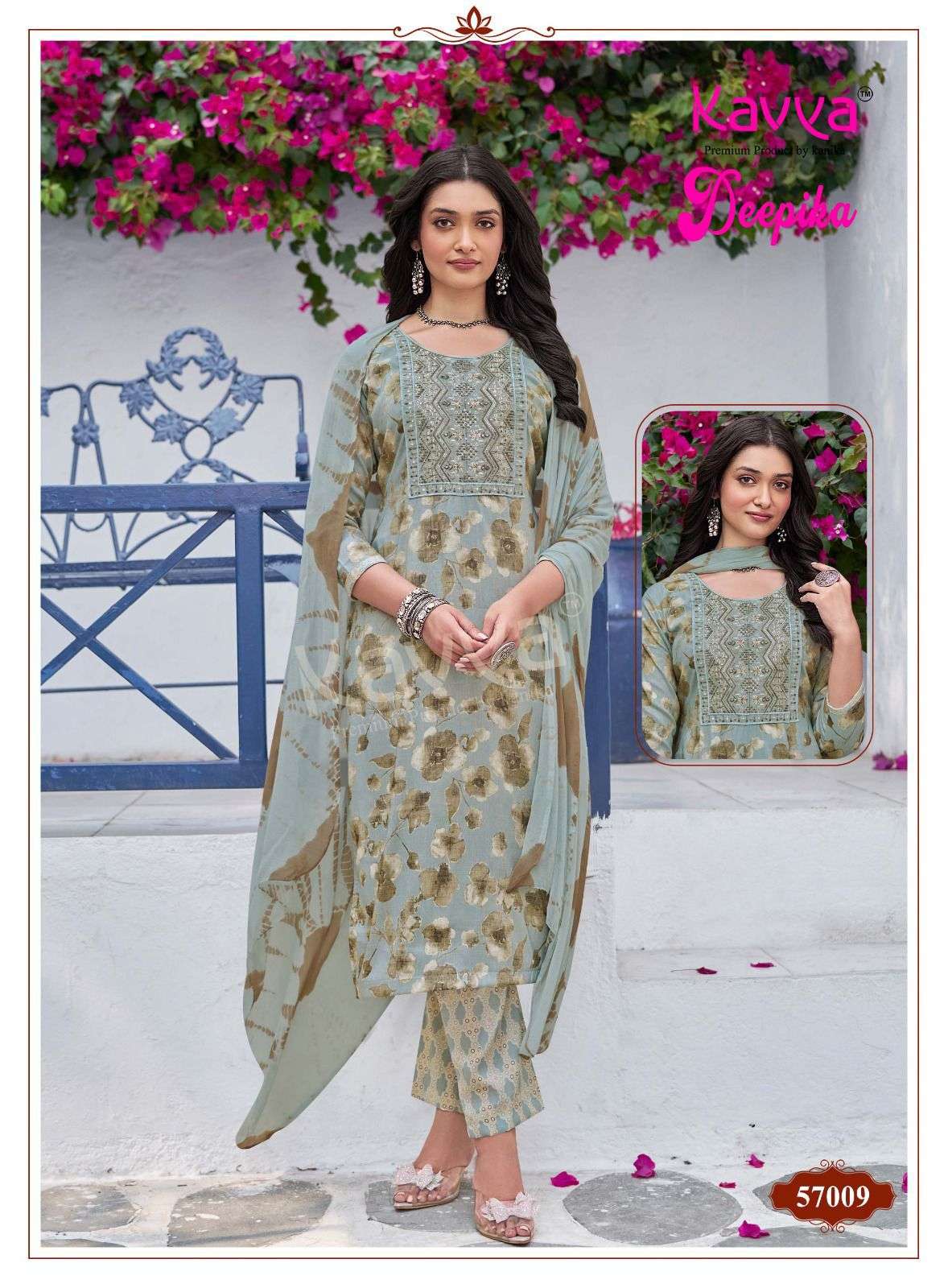 KAVYA DEEPIKA VOL 57 FANCY STRAIGHT KURTI WITH BOTTOM AND DUPATTA SET 
