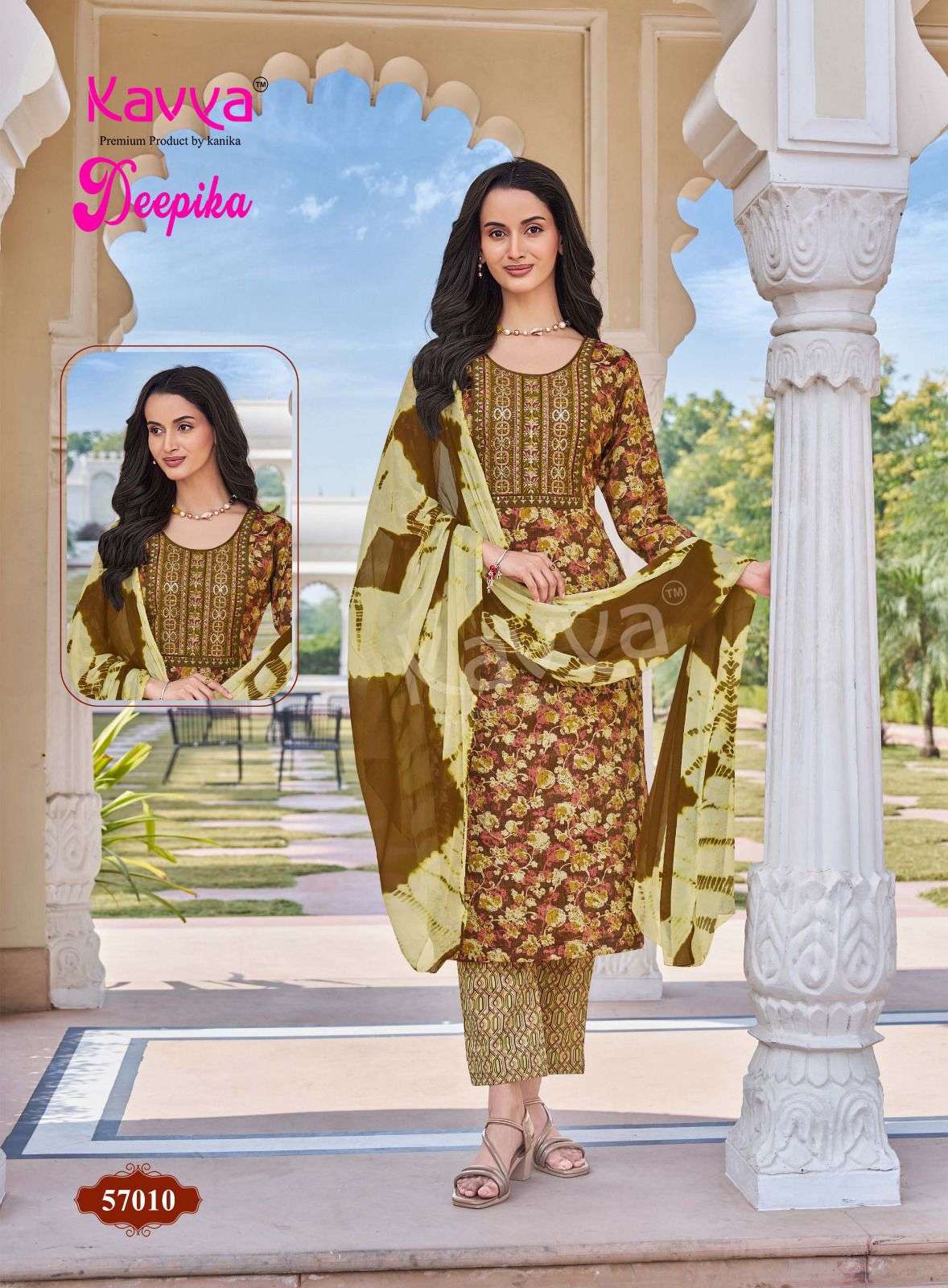 KAVYA DEEPIKA VOL 57 FANCY STRAIGHT KURTI WITH BOTTOM AND DUPATTA SET 