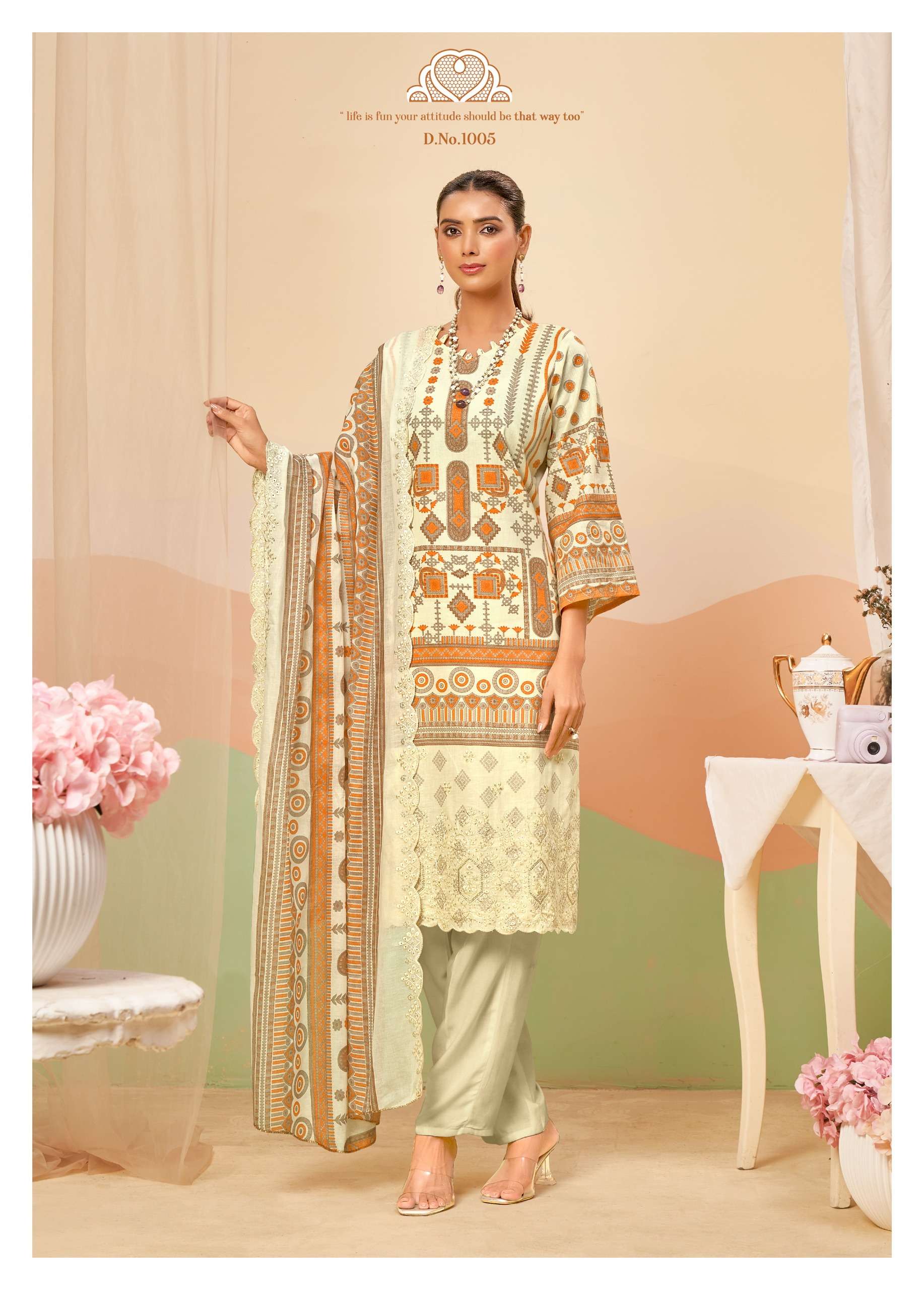 KAVYA‎ KALA COUTURE AIZA LAWN COTTON DIGITAL PRINT WITH FANCY EMBROIDERY WORK SUIT