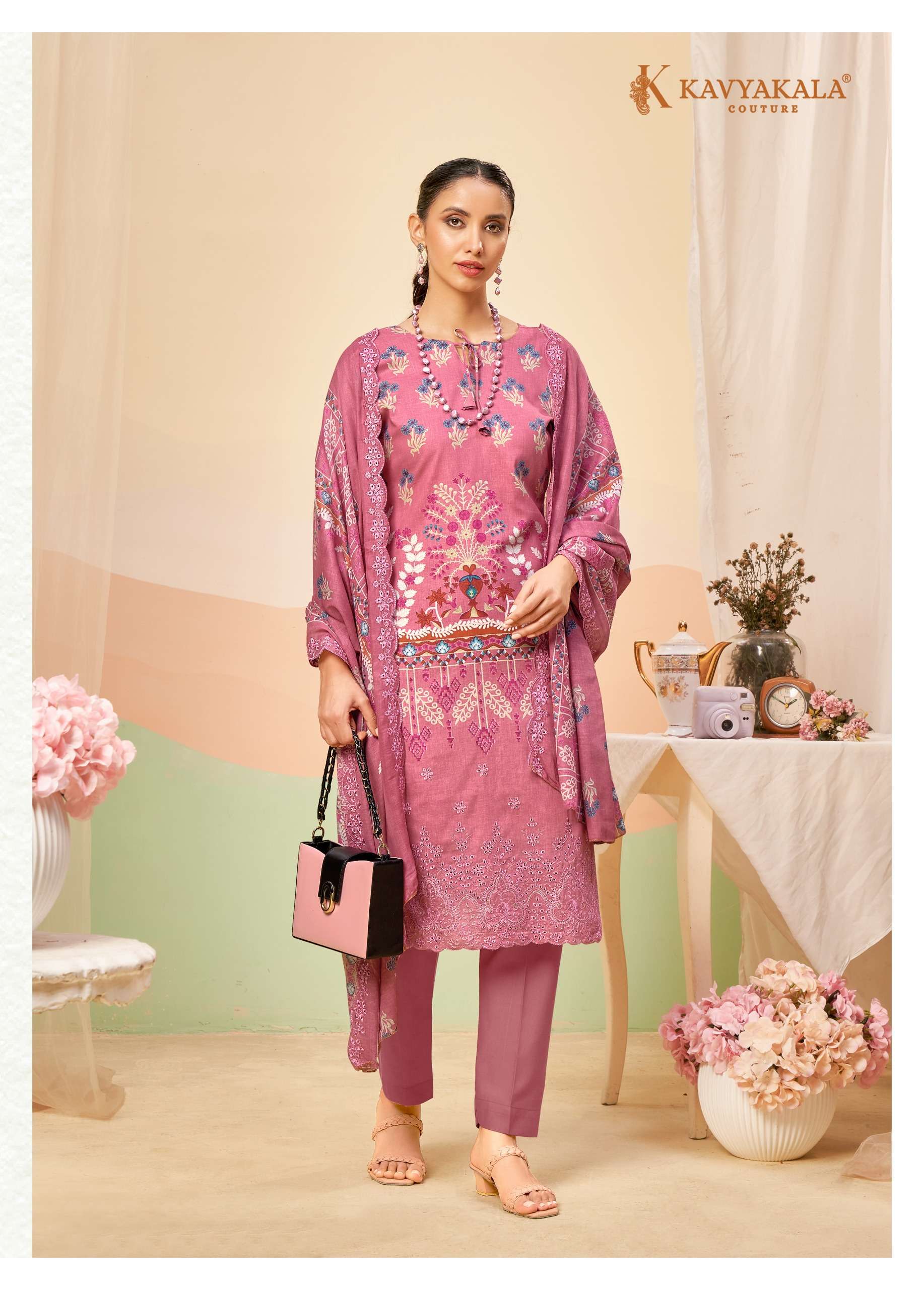 KAVYA‎ KALA COUTURE AIZA LAWN COTTON DIGITAL PRINT WITH FANCY EMBROIDERY WORK SUIT