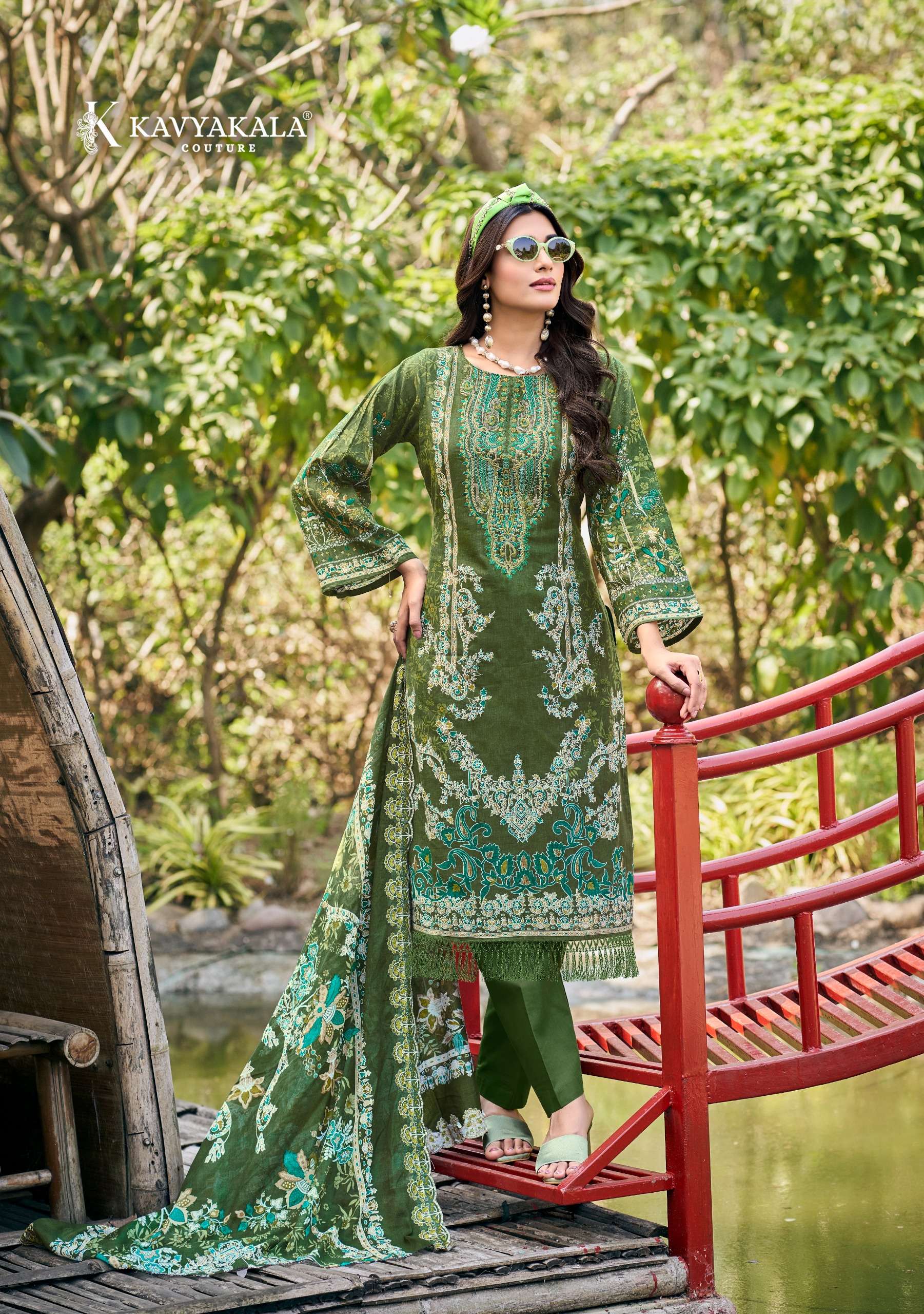 KAVYA‎‎‎ KALA COUTURE ANARKALI VOL 18 COTTON DIGITAL PRINT WITH FANCY WORK SUIT