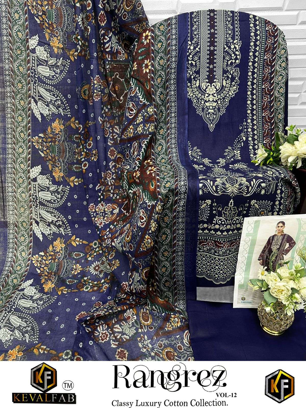 KEVAL FAB RANGREZ VOL 12 COTTON DIGITAL PRINTS SALWAR SUIT	