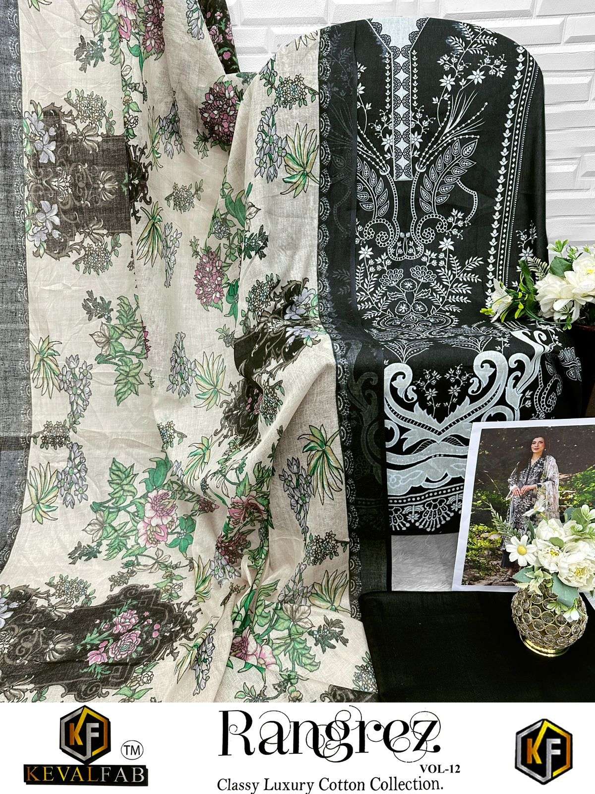 KEVAL FAB RANGREZ VOL 12 COTTON DIGITAL PRINTS SALWAR SUIT	