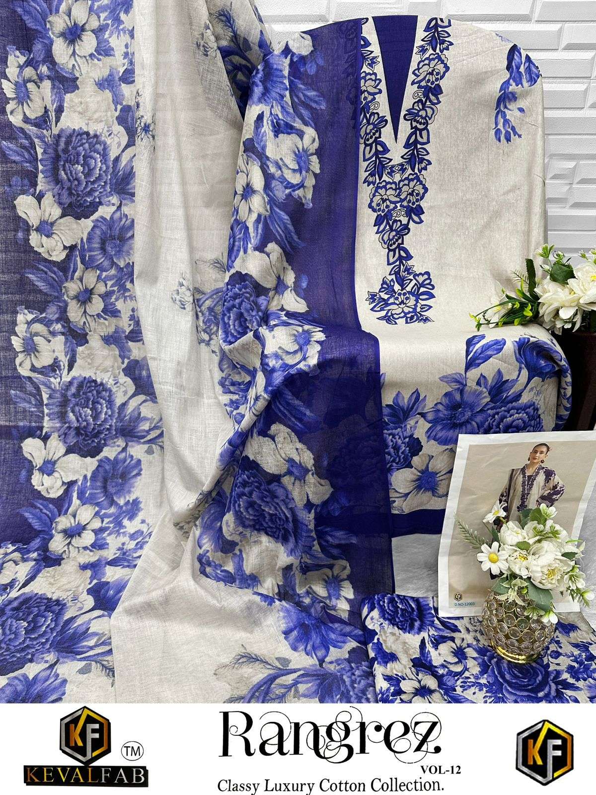 KEVAL FAB RANGREZ VOL 12 COTTON DIGITAL PRINTS SALWAR SUIT	