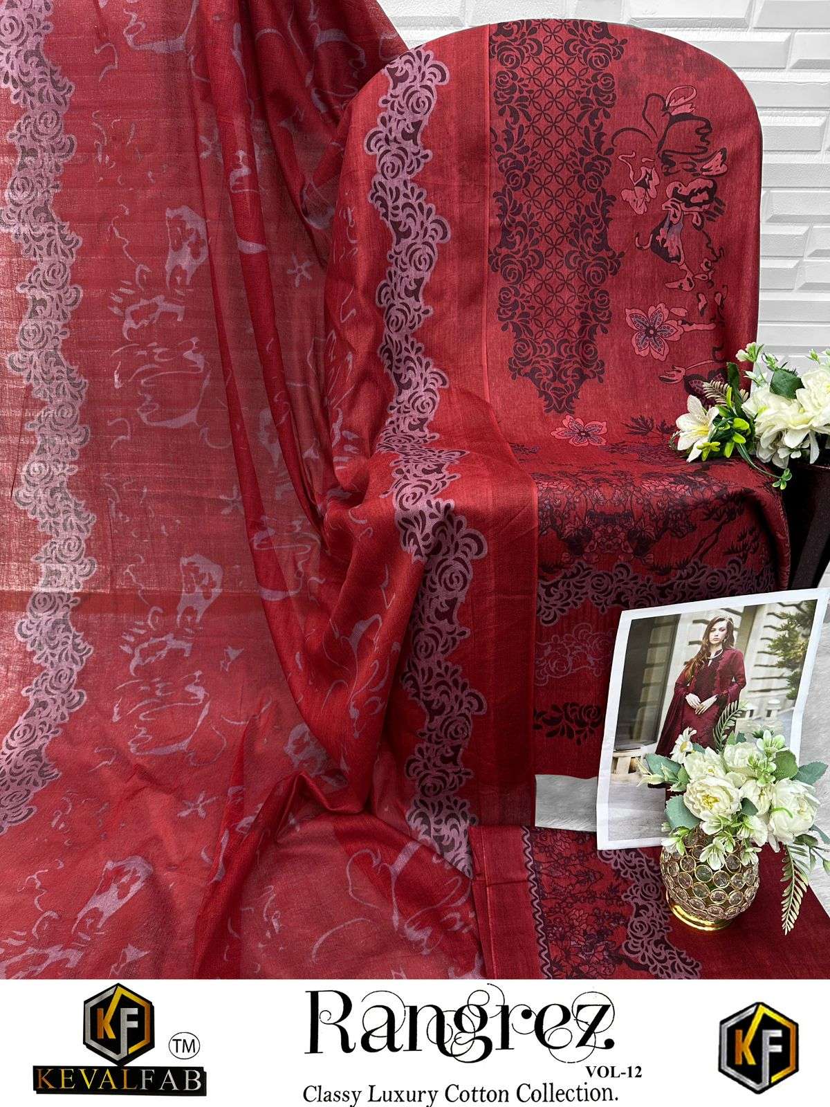 KEVAL FAB RANGREZ VOL 12 COTTON DIGITAL PRINTS SALWAR SUIT	