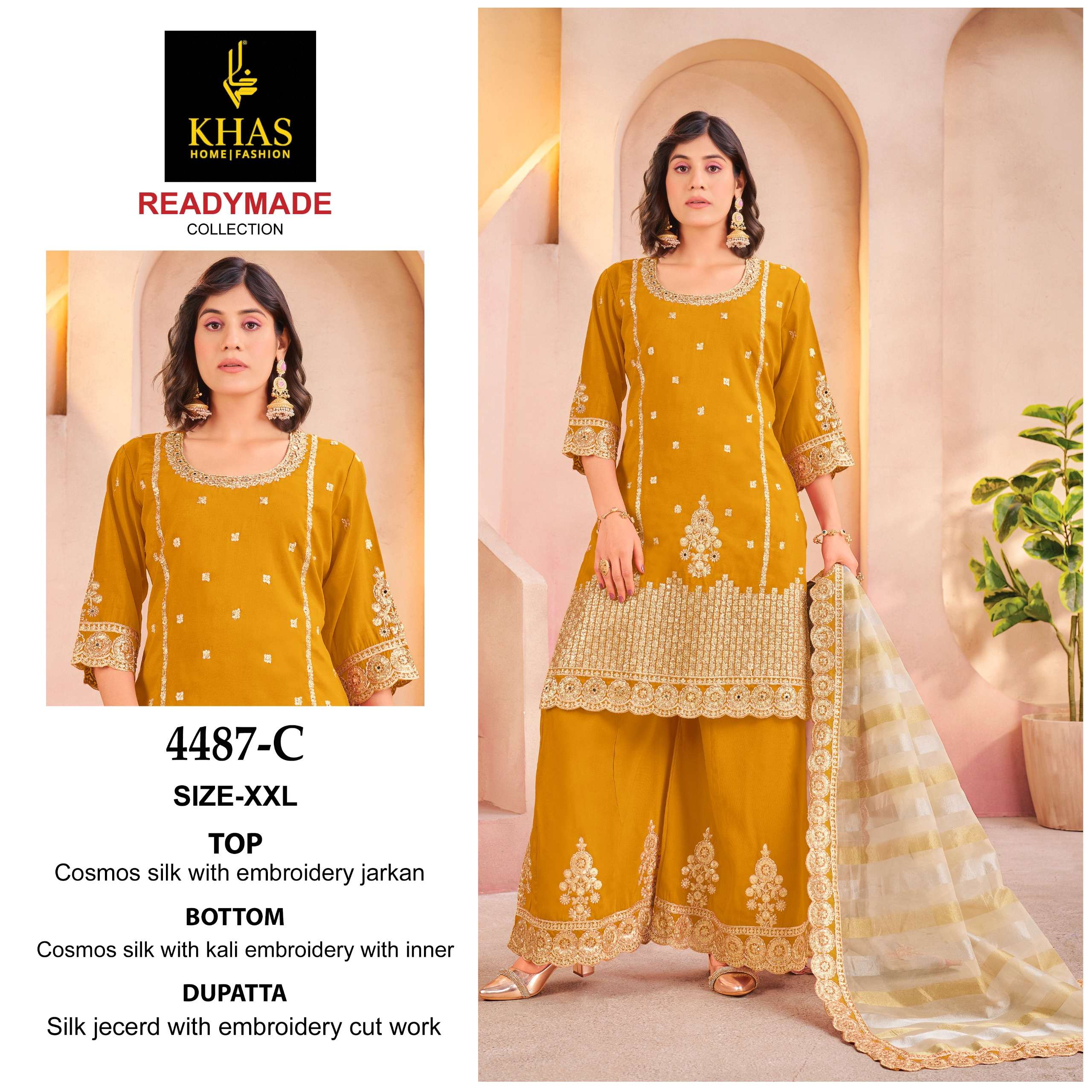 KHAS FASHION D NO 4487 SILK EMBROIDERY DESIGNER PAKISTANI SUIT