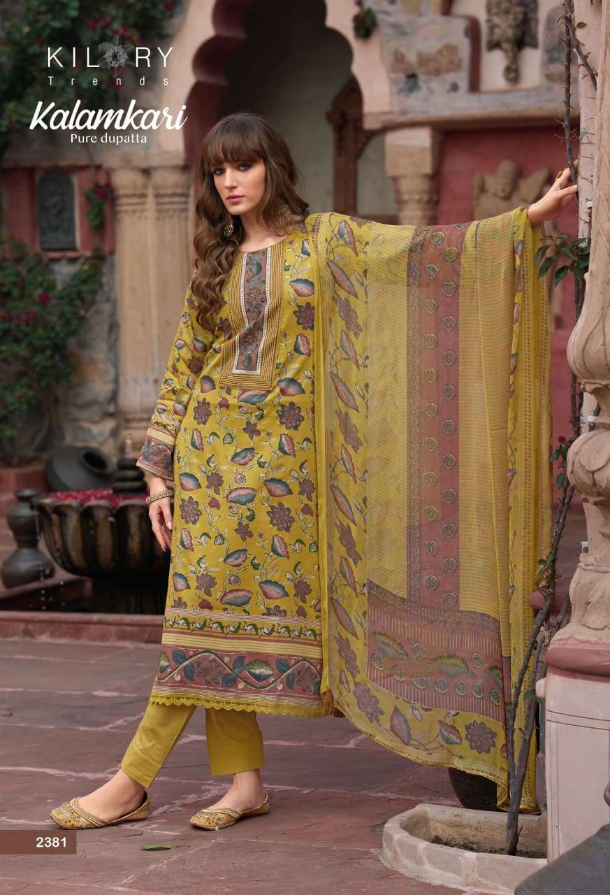 KILORY TRENDS KALAMKARI JAM COTTON DIGITAL PRINT WITH FANCY WORK SUIT