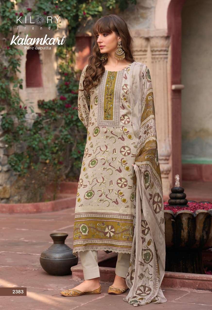 KILORY TRENDS KALAMKARI JAM COTTON DIGITAL PRINT WITH FANCY WORK SUIT