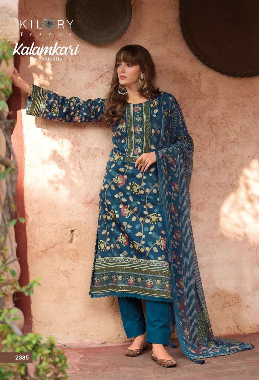 KILORY TRENDS KALAMKARI JAM COTTON DIGITAL PRINT WITH FANCY WORK SUIT