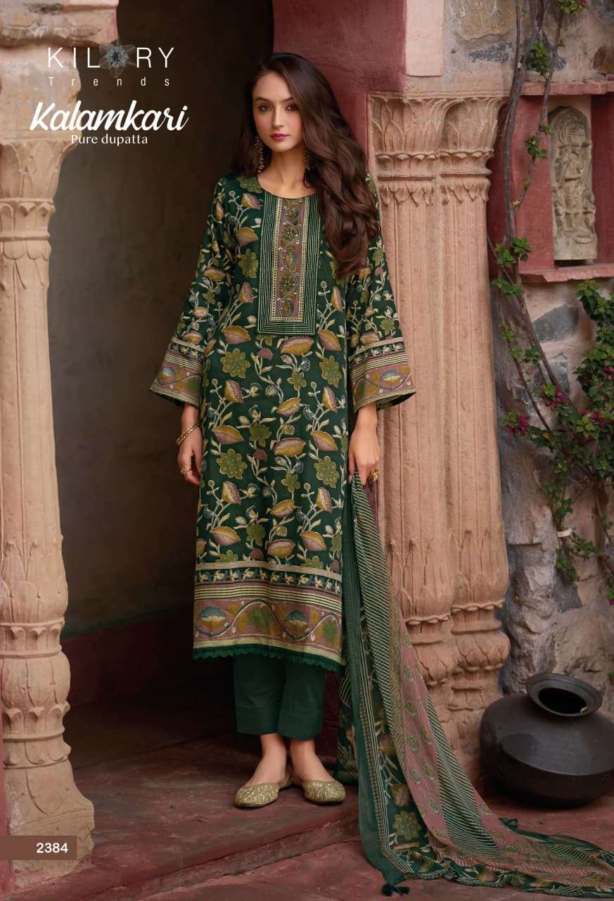 KILORY TRENDS KALAMKARI JAM COTTON DIGITAL PRINT WITH FANCY WORK SUIT