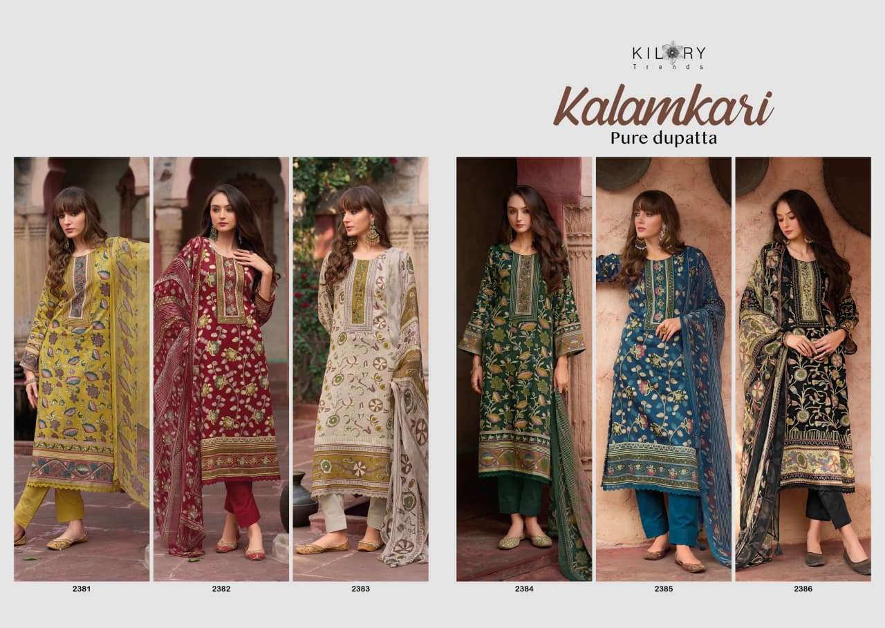 KILORY TRENDS KALAMKARI JAM COTTON DIGITAL PRINT WITH FANCY WORK SUIT