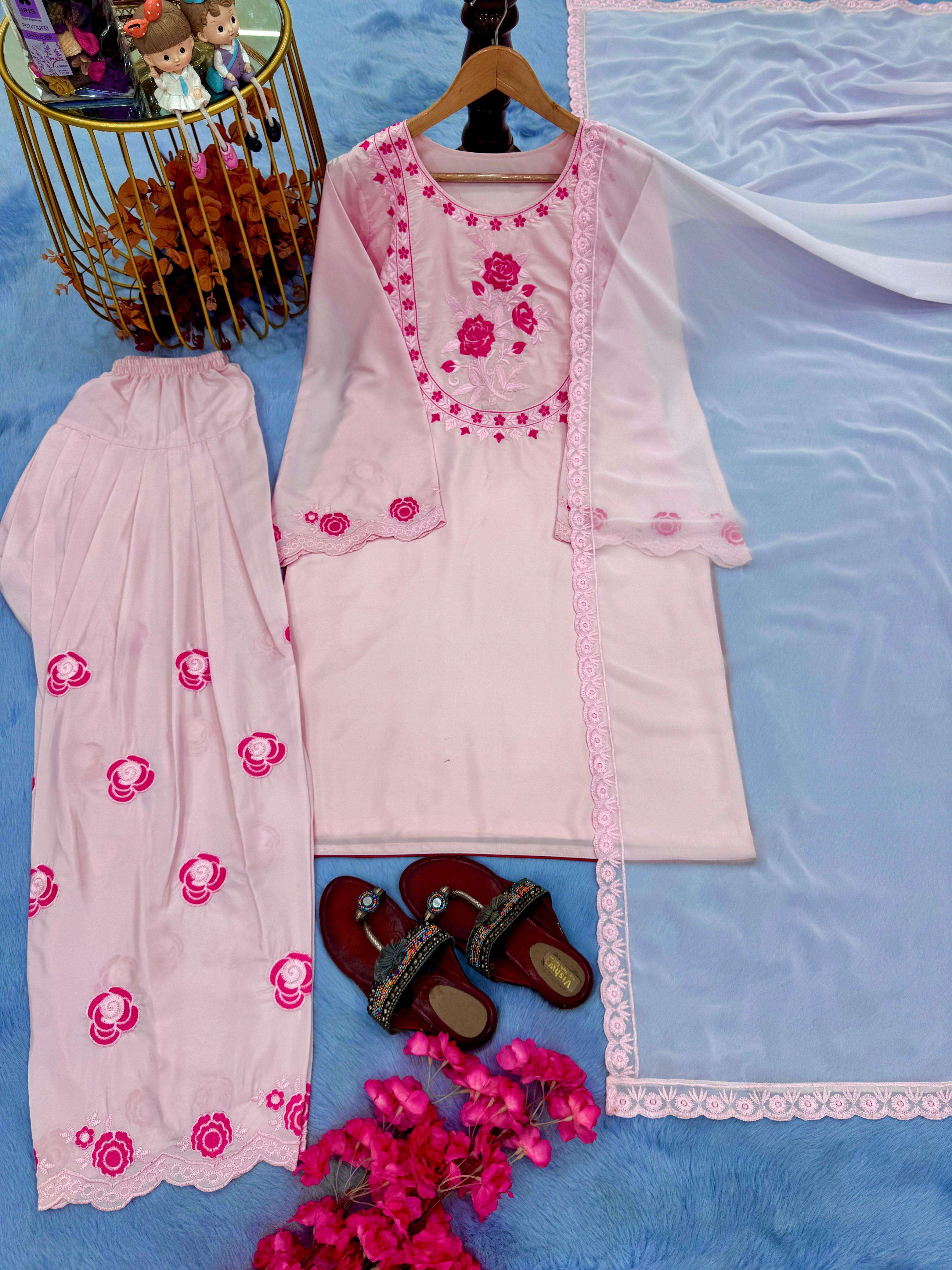 LADY LOOK 001 FANCY EMBROIDERY DESIGNER WORK READY MADE LADIES SUIT