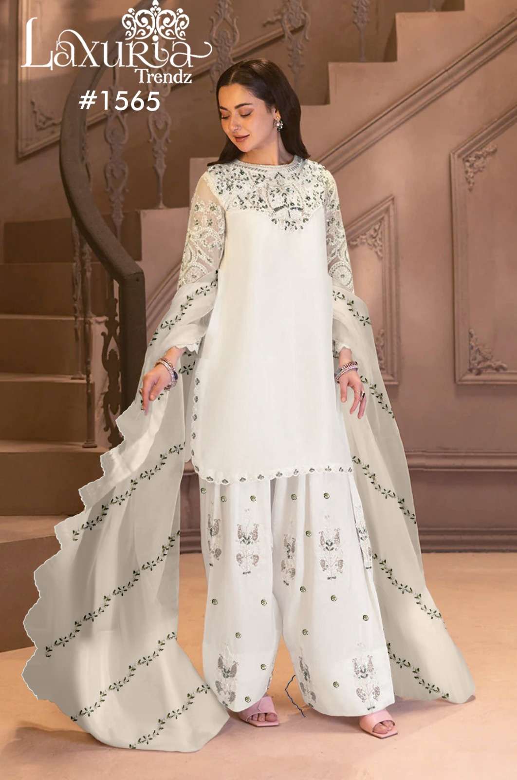 LAXURIA TRENDZ D NO 1565 SATIN EMBROIDERY DESIGNER WEDDING WEAR SUIT