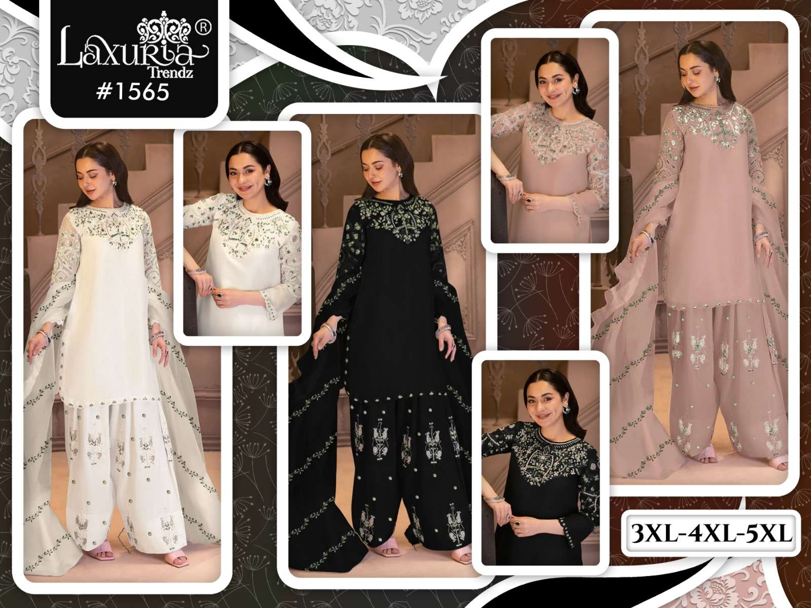 LAXURIA TRENDZ D NO 1565 SATIN EMBROIDERY DESIGNER WEDDING WEAR SUIT