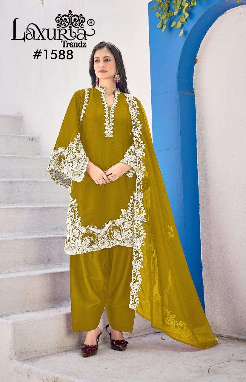 LAXURIA TRENDZ D NO 1588 SILK HEAVY EMBROIDERD DESIGNER PAKISTANI SUIT