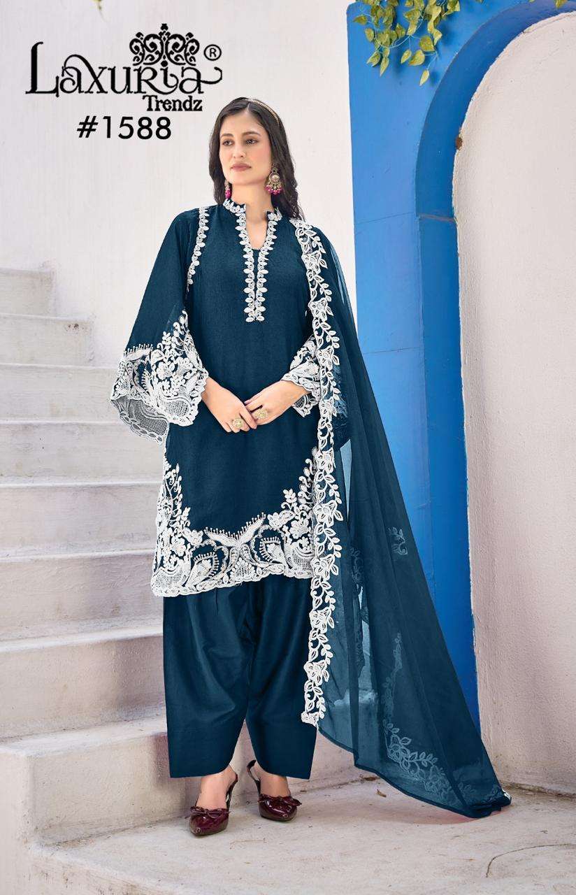 LAXURIA TRENDZ D NO 1588 SILK HEAVY EMBROIDERD DESIGNER PAKISTANI SUIT