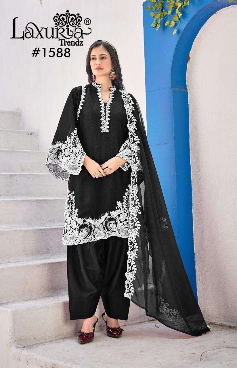 LAXURIA TRENDZ D NO 1588 SILK HEAVY EMBROIDERD DESIGNER PAKISTANI SUIT