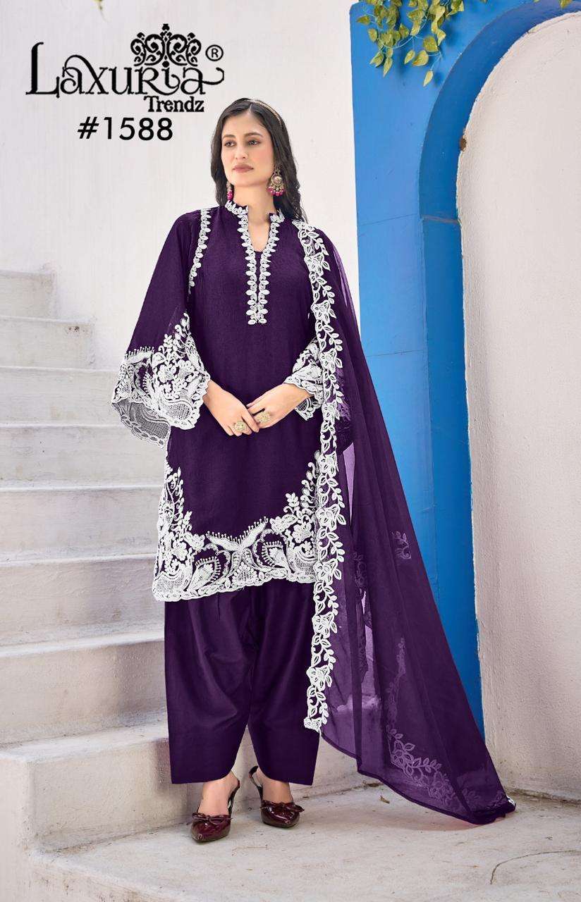 LAXURIA TRENDZ D NO 1588 SILK HEAVY EMBROIDERD DESIGNER PAKISTANI SUIT