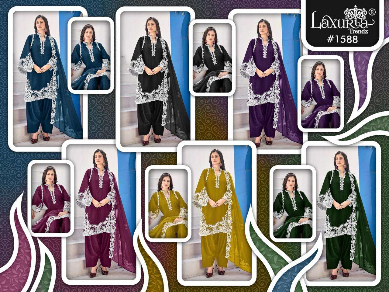 LAXURIA TRENDZ D NO 1588 SILK HEAVY EMBROIDERD DESIGNER PAKISTANI SUIT