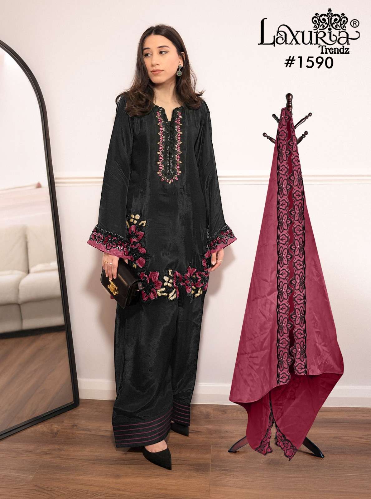 LAXURIA TRENDZ D NO 1590 SILK BEAUTIFUL DESIGNER PAKISTANI STYLE LADIES SUIT