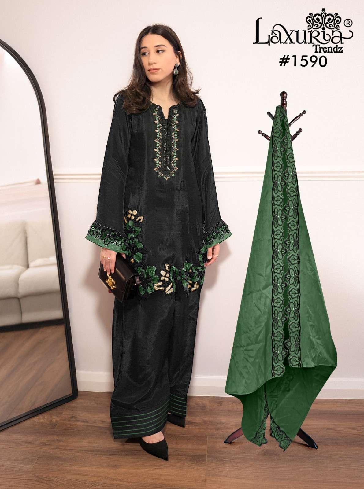 LAXURIA TRENDZ D NO 1590 SILK BEAUTIFUL DESIGNER PAKISTANI STYLE LADIES SUIT
