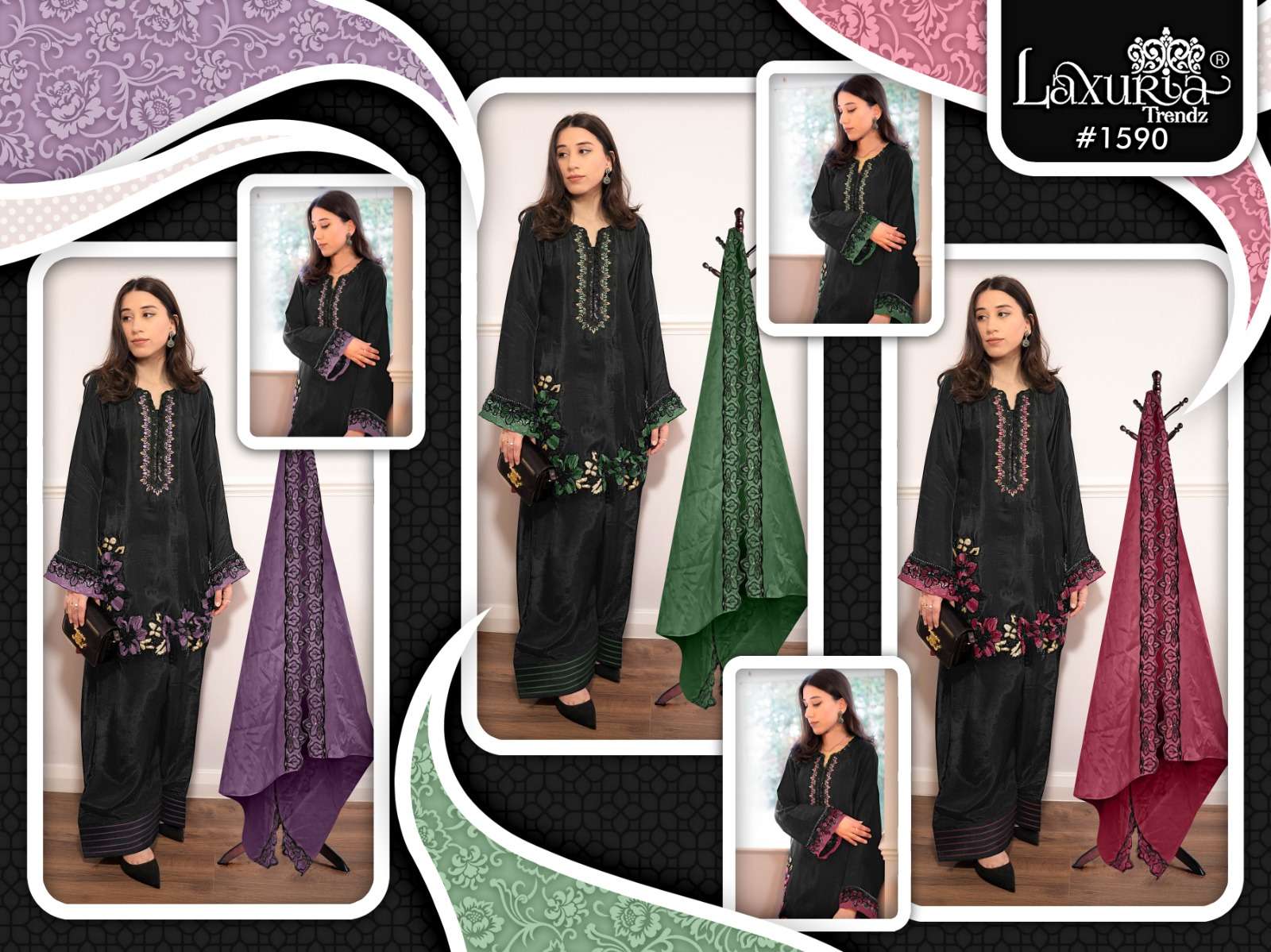 LAXURIA TRENDZ D NO 1590 SILK BEAUTIFUL DESIGNER PAKISTANI STYLE LADIES SUIT