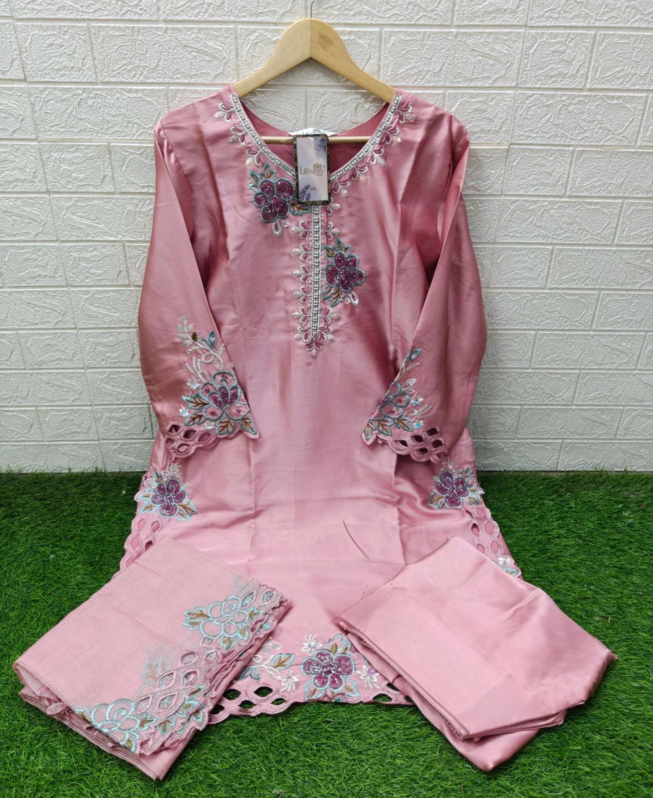 LAXURIA TRENDZ D NO 1593 SATIN BEAUTIFUL EMBROIDERY DESIGNER PAKISTANI SUIT