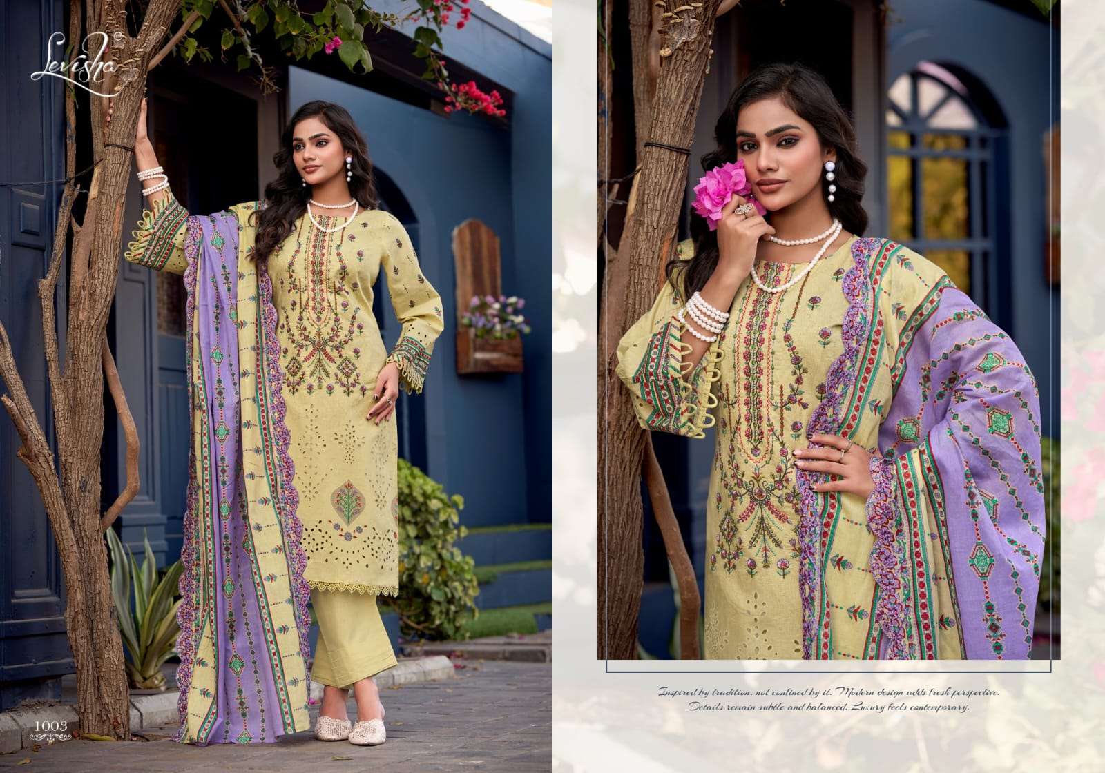 LEVISHA ALFAAZ LAWN COTTON DIGITAL PAKISTANI STYLE PRINT WITH WORK SUIT