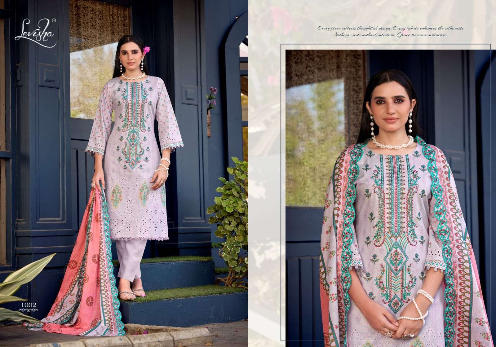LEVISHA ALFAAZ LAWN COTTON DIGITAL PAKISTANI STYLE PRINT WITH WORK SUIT