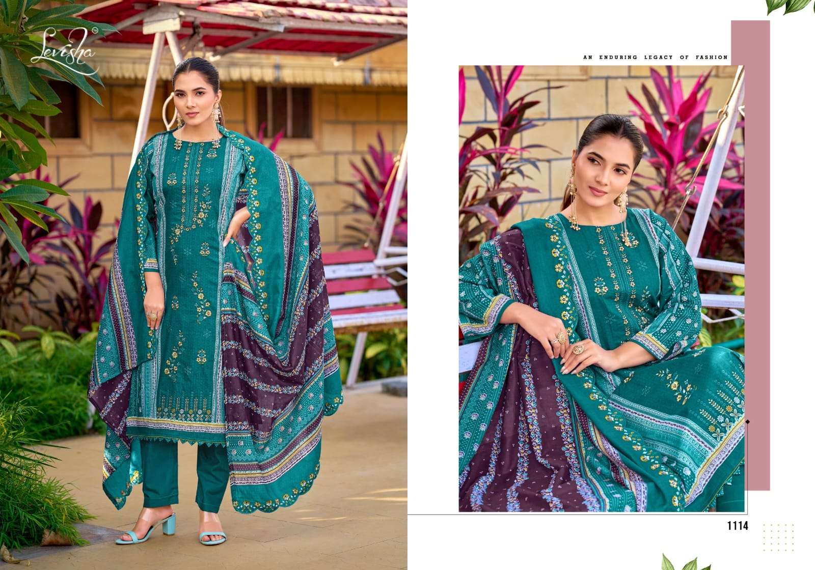 LEVISHA MADHUBALA VOL 11 LAWN COTTON DIGITAL PRIqdNT WITH FANCY WORK SUIT