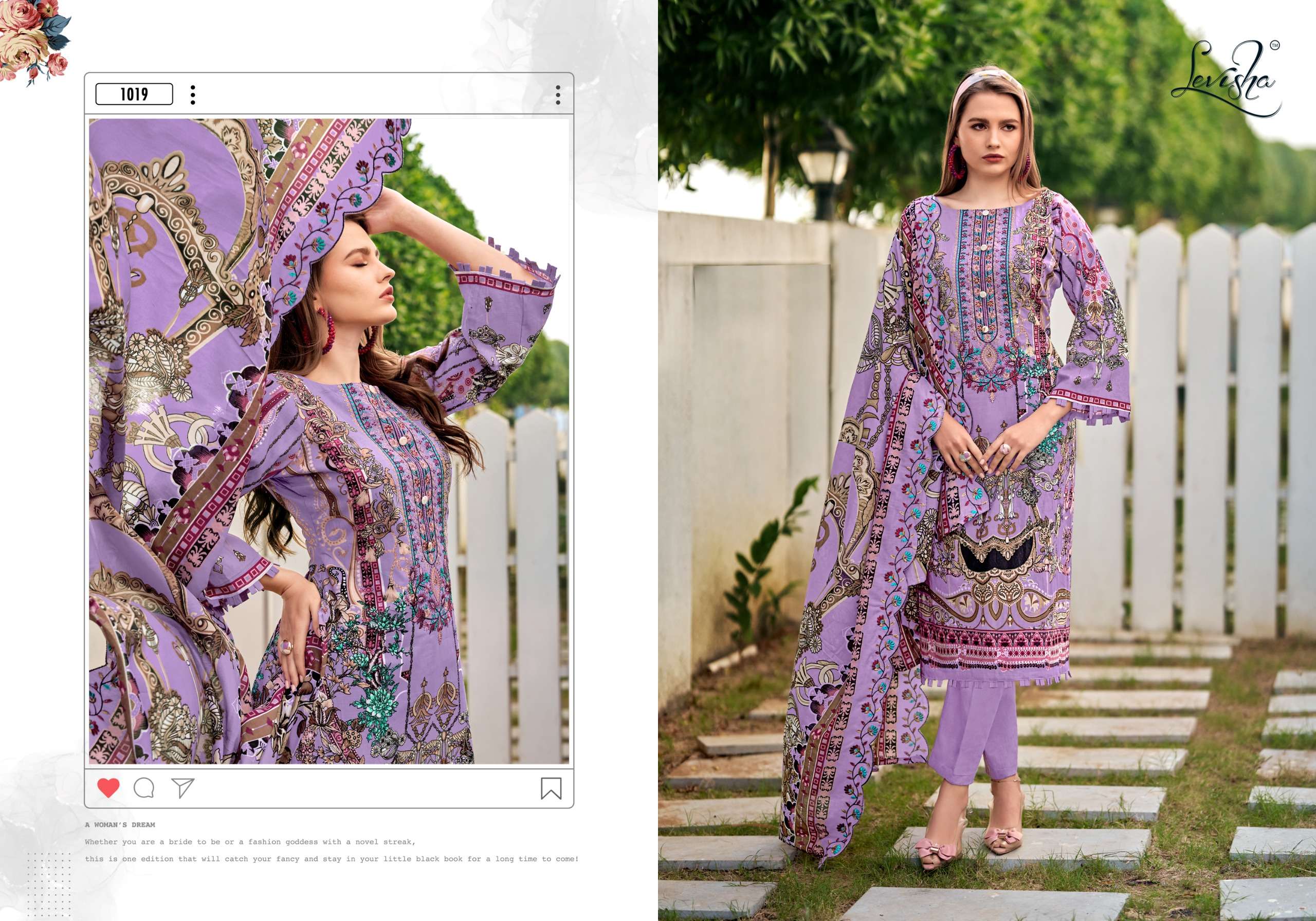 LEVISHA MARIYAM VOL 2 LAWN COTTON DIGITAL PAKISTANI STYLE PRINT WITH WORK SUIT