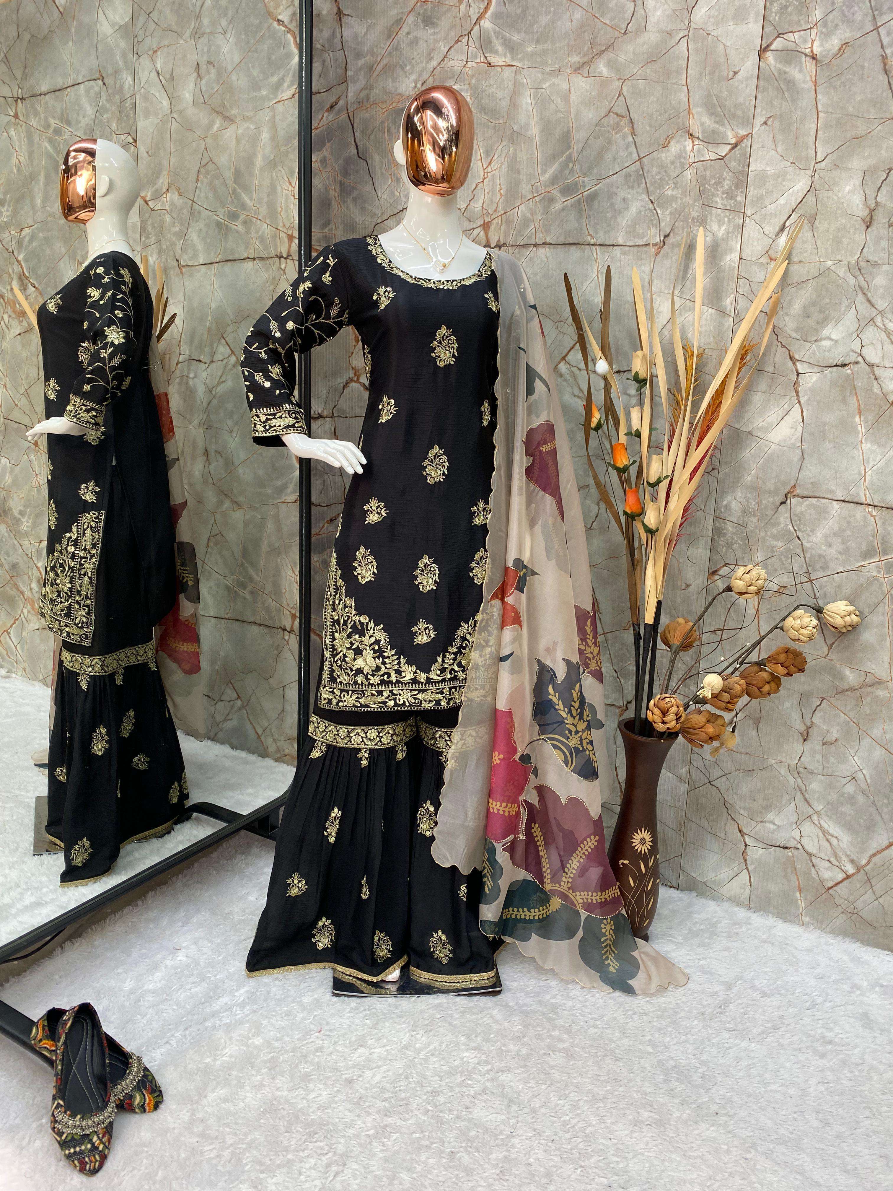 LG 1887 FANCY PARTY WEAR LOOK DESIGNER TOP WITH SHARARA AND DUPATTA