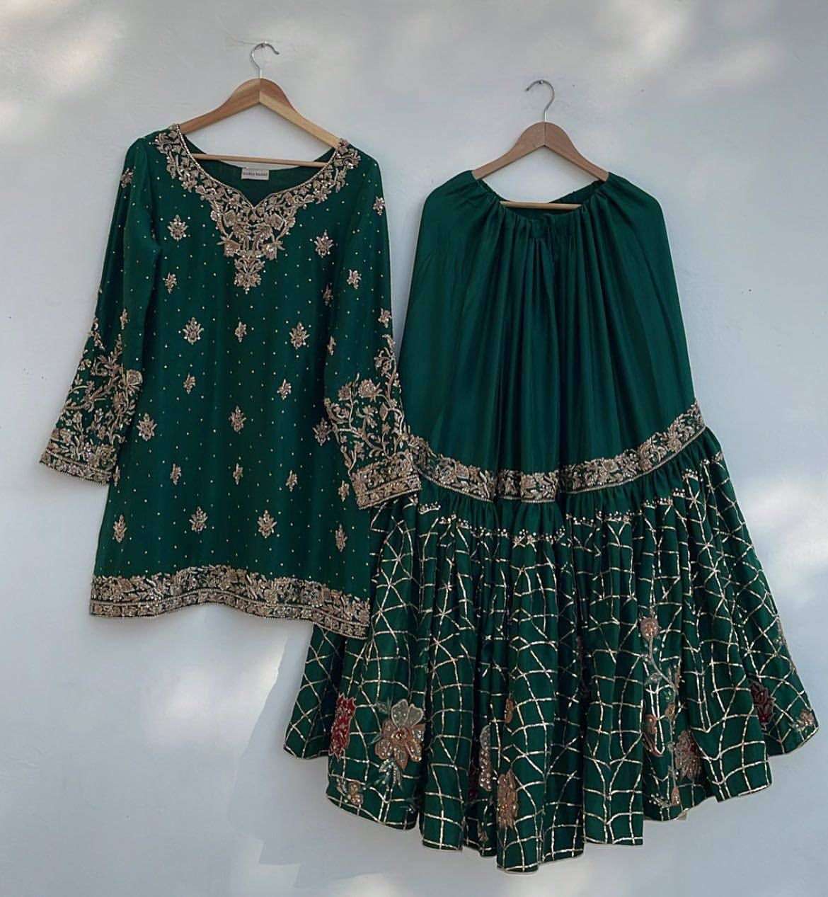 LG 1946 HEAVY EMBROIDERY DESIGNER WEDDING WEAR LADIES SHARARA SUIT