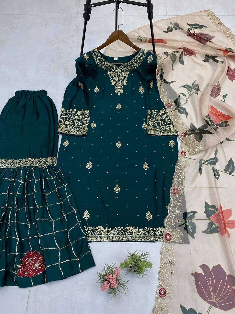 LG 1946 HEAVY EMBROIDERY DESIGNER WEDDING WEAR LADIES SHARARA SUIT