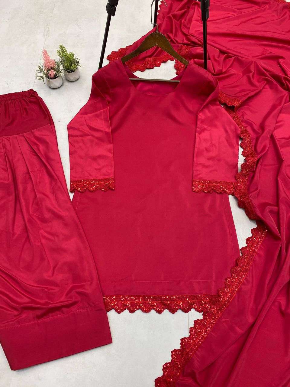 LG 1947 CREPE MAROON SHADE PREETY LOOK DESIGNER FARSI SALWAR SUIT